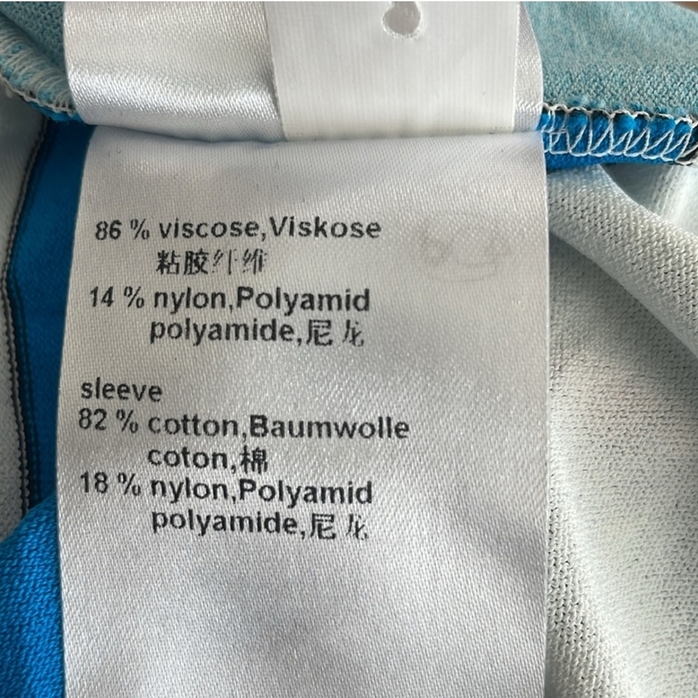Marc Cain Black and White Striped Top with Blue Detail - Picture 7 of 7